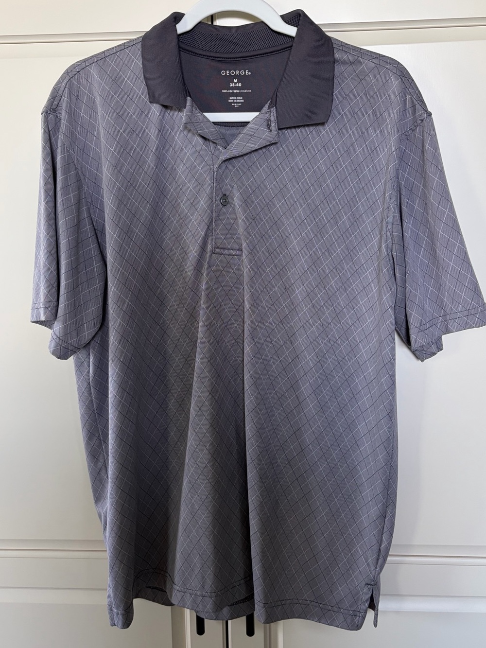 George Men's Gray Diamond-Print Polo
